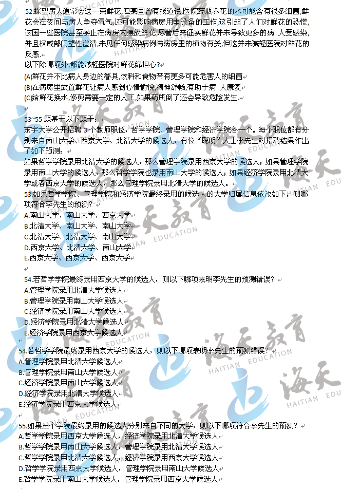 2012考研会计硕士（MPAcc）考研真题（52-55题）